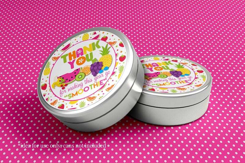 Amanda Creation Tutti Fruitti Smoothie Fruit Themed Teacher Appreciation Thank You Sticker Labels, 40 2" Party Circle Stickers by AmandaCreation, Great for Envelope Seals & Gift Bags - Image 3